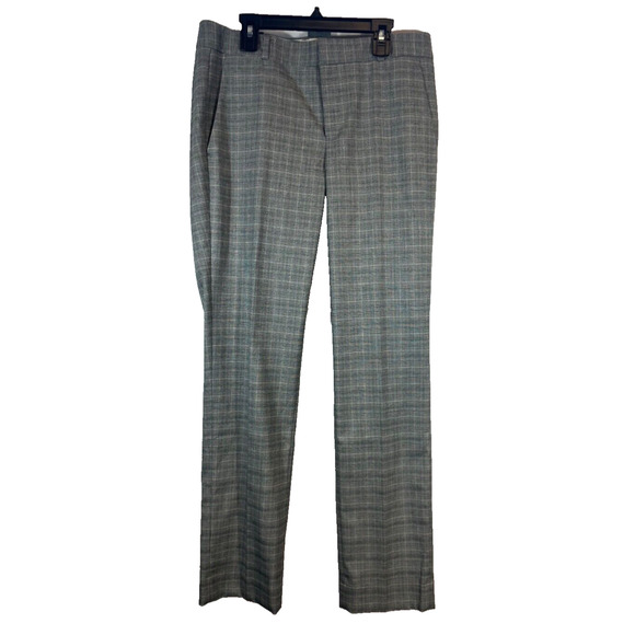 NWT Banana Republic 6 Ryan Mid-Rise Slim Fit Straight Leg Pant Gray Check A23 - Picture 1 of 8